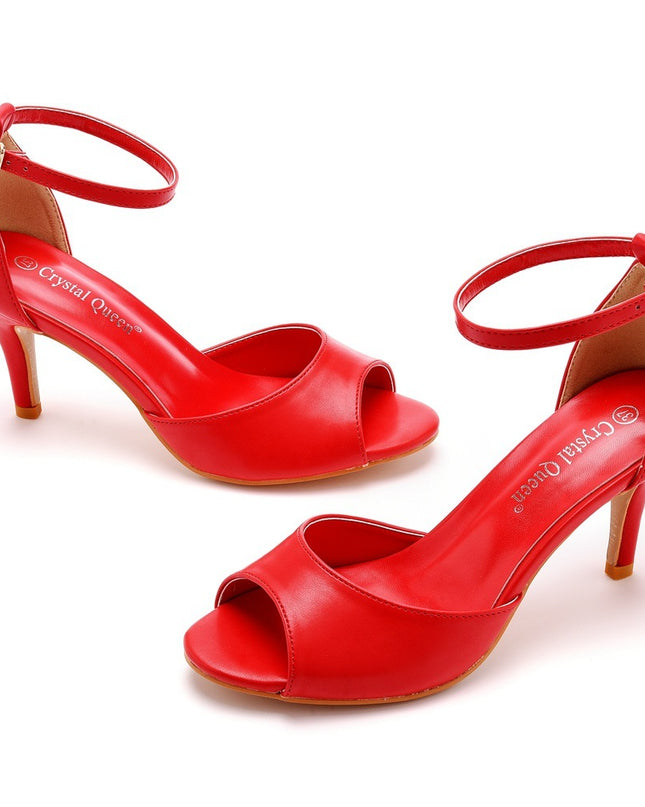 7cm Peep-toe High-heeled Sandals Shallow Mouth Buckle Plus Size