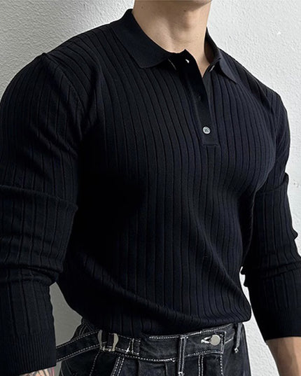 Slim-fit Long-sleeved Polo Shirt Retro Loose Half Zipper Sweater