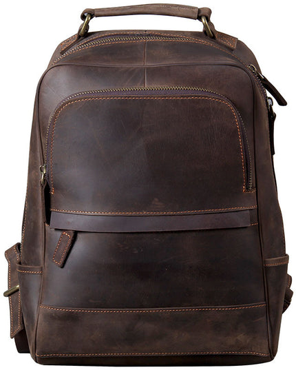 New Retro Crazy Horse Leather Men's Leather Backpack