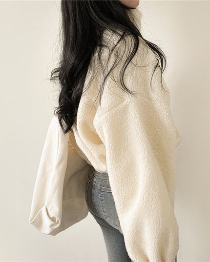 Stand-up Collar Thermal Faux Lamb Fur Coat Women's Autumn And Winter New Loose Temperament Zip Cardigan Tops