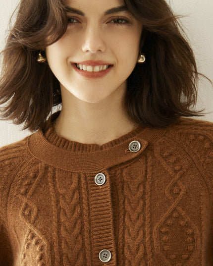 Cashmere Thick Knit Cardigan Women's Sweater