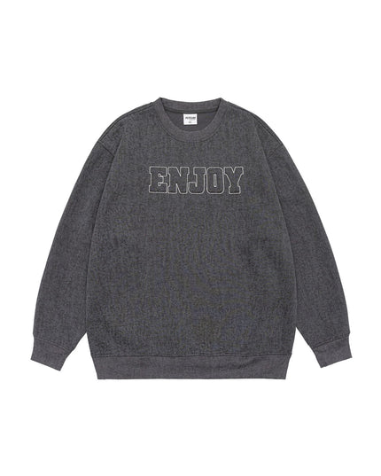 Retro Alphabet Embroidered Crew Neck Sweater