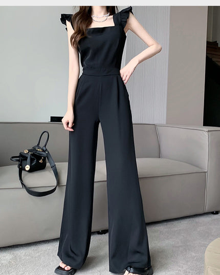 Mushroom Edge Temperament Sleeveless Jumpsuit With A Drooping Feeling And Wide Leg Pants