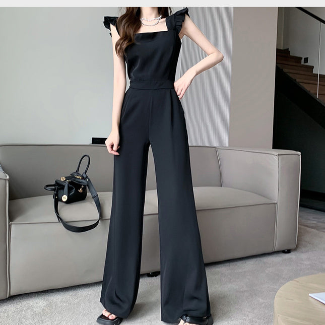 Mushroom Edge Temperament Sleeveless Jumpsuit With A Drooping Feeling And Wide Leg Pants