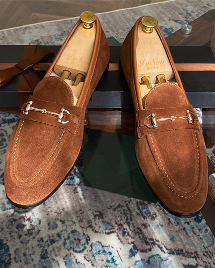 Soft Structure Suede Horsebit Slip On Shoes For Men