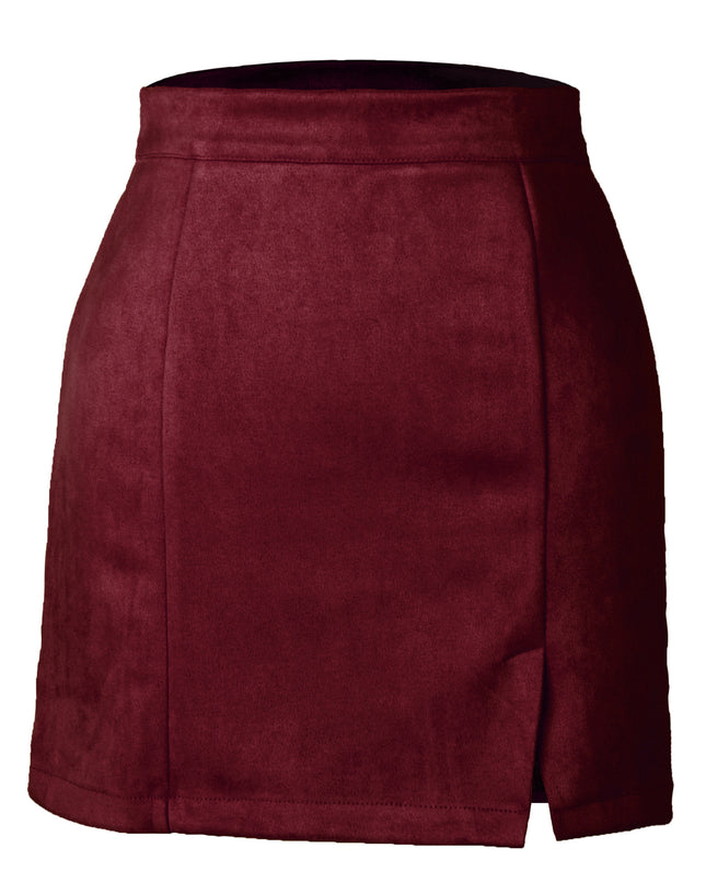 Autumn And Winter Suede A- Line Korean Style High Waist Fashion Sexy Skirt