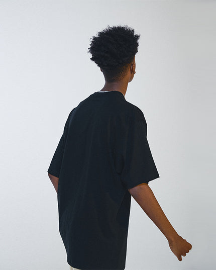 Small Collar Heavy Bottoming Shirt American High Street Solid Color Round Neck Short Sleeves