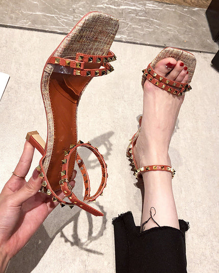 Women's All-match Stiletto Rivet High-heeled Sandals