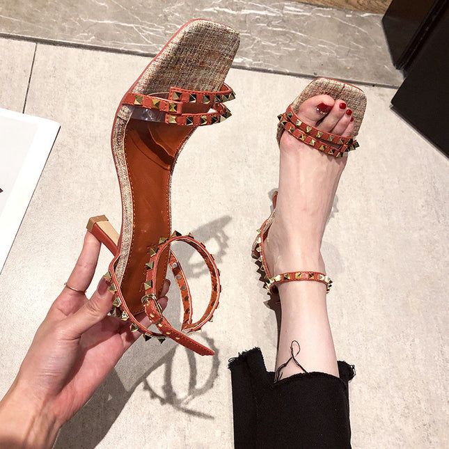 Women's All-match Stiletto Rivet High-heeled Sandals