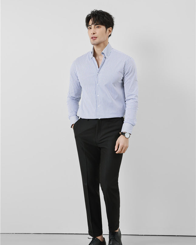 Striped Men's V-neck Long Sleeve Shirt