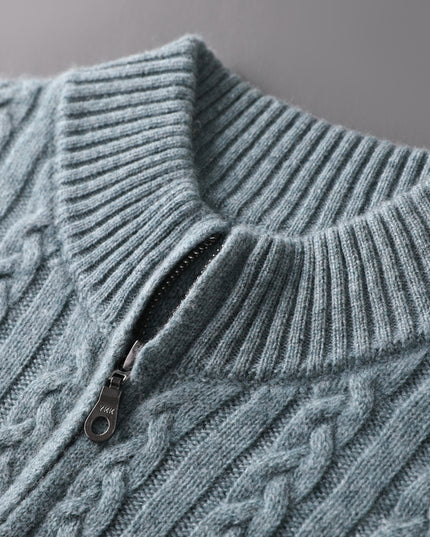 Woolen Sweater Men's Half-high Collar Zipper Top
