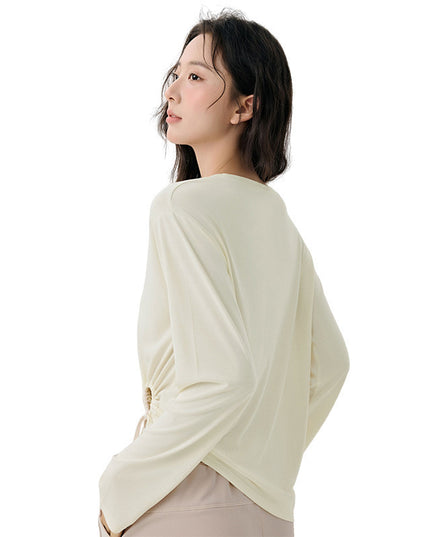 Modal Side Sexy Cutout Drawstring Loose Breathable Pilates Sports Blouse