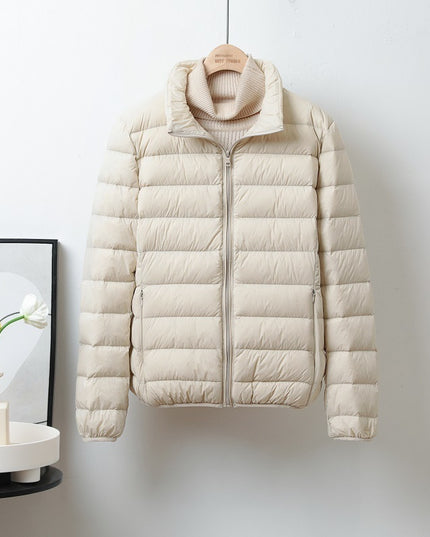 Lightweight Down Jacket Women's Short Stand Collar Hooded