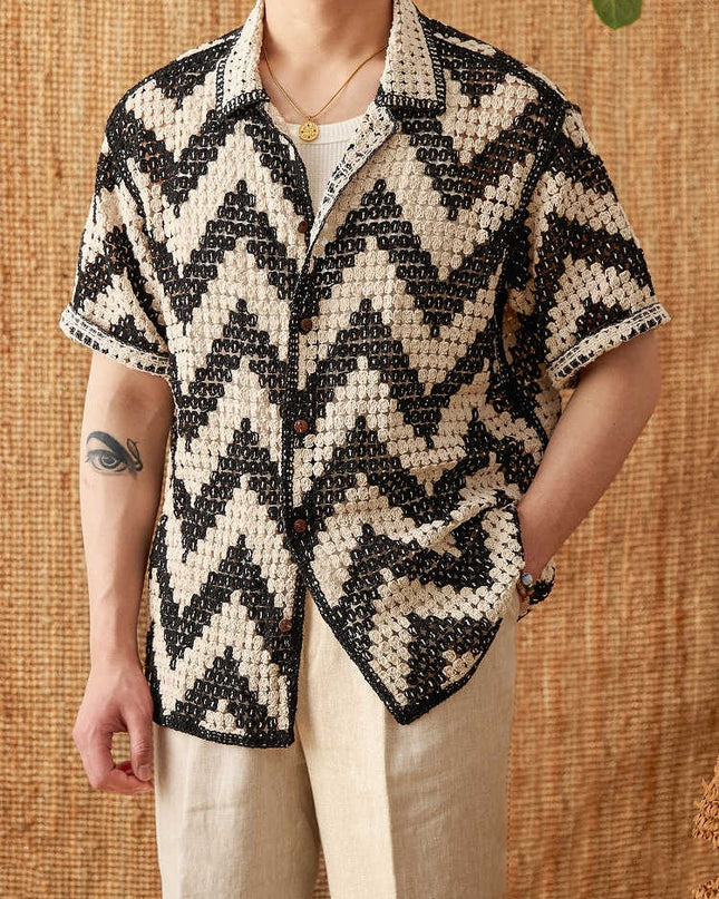 Beach Knitted Short-sleeved Cardigan Loose Casual Top