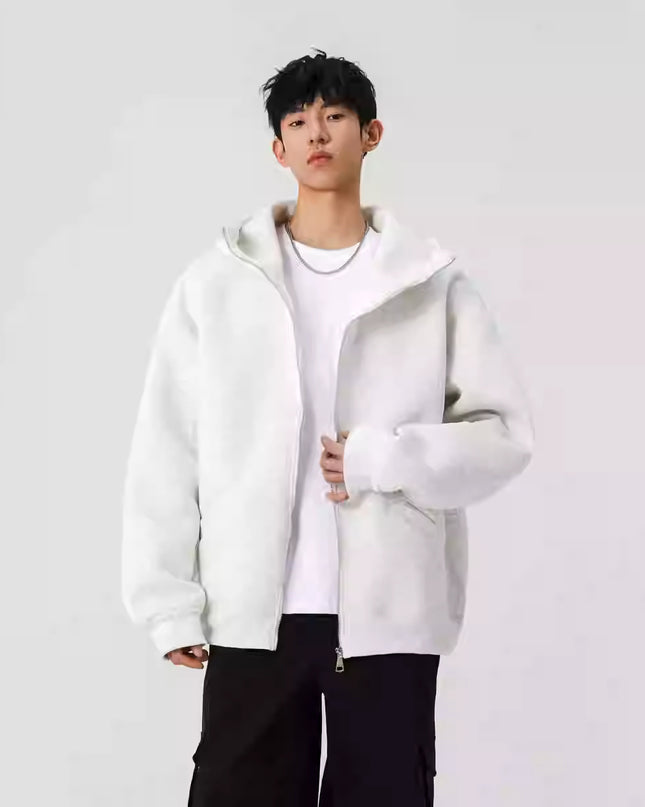 Solid Color Cardigan Sweatshirt Men's Coat