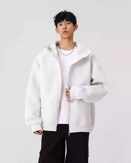 Solid Color Cardigan Sweatshirt Men's Coat