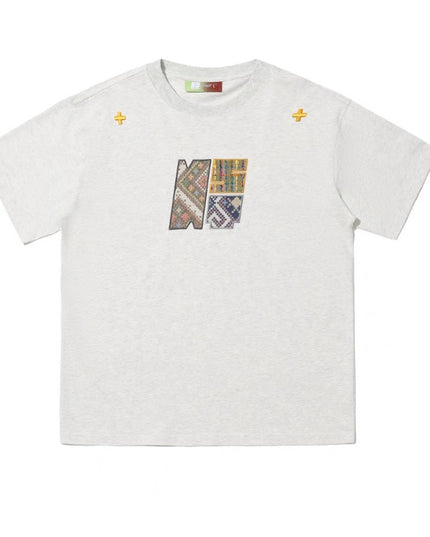 Paste Cloth Embroidery Retro Loose Casual All-match Short-sleeved T-shirt