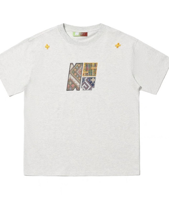 Paste Cloth Embroidery Retro Loose Casual All-match Short-sleeved T-shirt