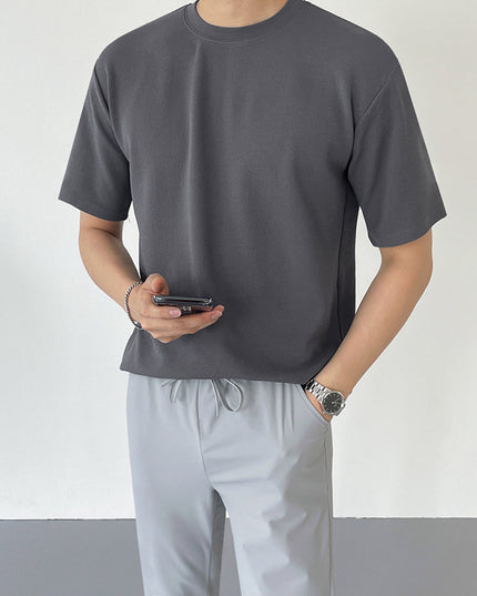 Summer Korean Version Of The Loose Trend Of Casual Solid Color Cotton Linen Half-sleeve Body Shirt