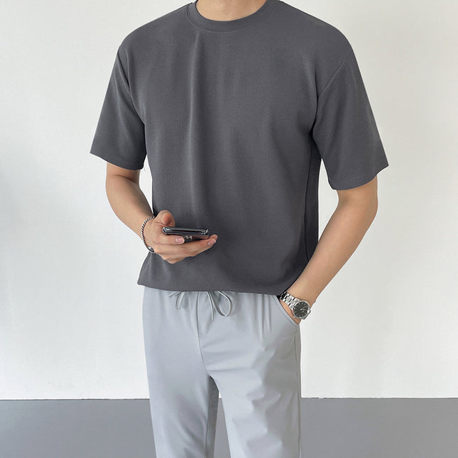 Summer Korean Version Of The Loose Trend Of Casual Solid Color Cotton Linen Half-sleeve Body Shirt