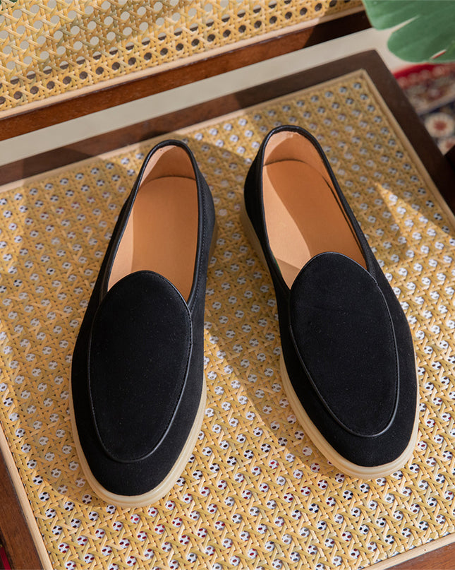 Plain Rubber Thick-soled Men's Suede Casual Leather Shoes