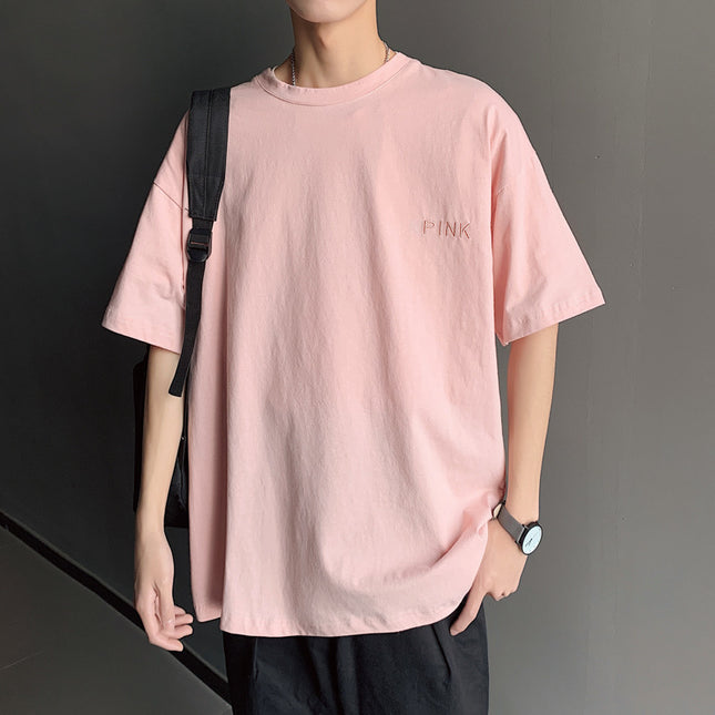 Hong Kong Style Men's Loose Couple Short-sleeved T-shirt