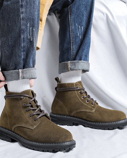 Suede Leather Autumn And Winter Mid-top Boots