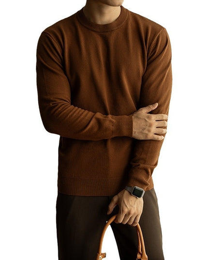 Tencel Wool Men’s Round Neck Sweater – Slim Fit Autumn Winter Pullover