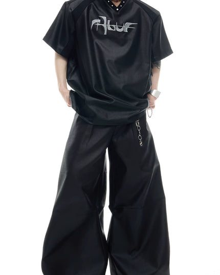 Niche Streamer Texture Deconstruction Split Stitching Short Sleeve