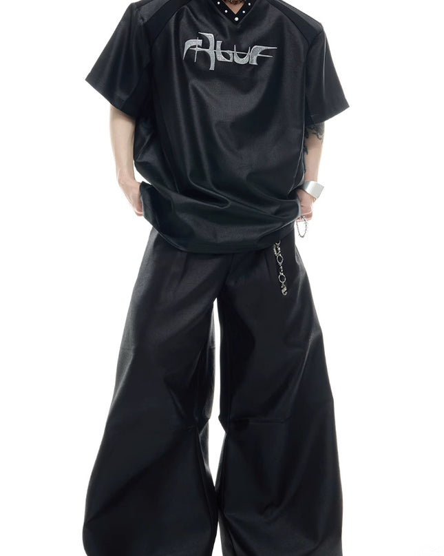 Niche Streamer Texture Deconstruction Split Stitching Short Sleeve