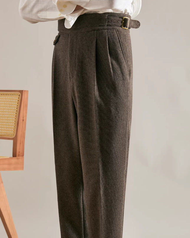 Thick Double Pleated Straight Business Casual Trousers