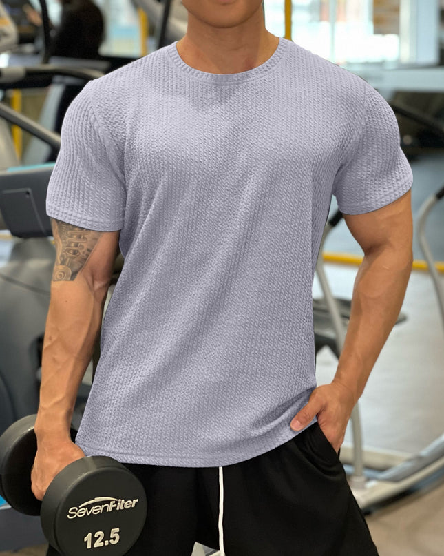 Men's Solid Color American Round Neck Short-sleeved Sports T-shirt