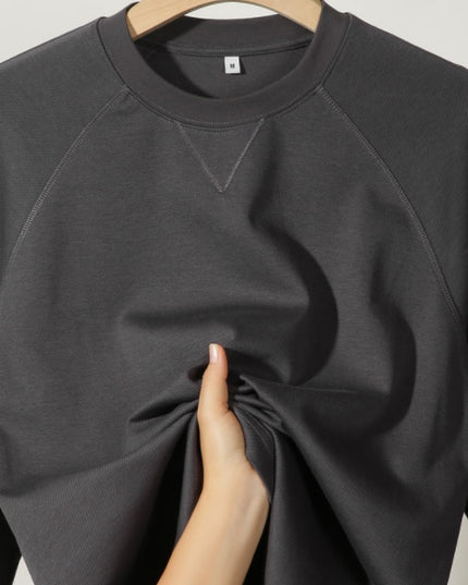 Double Sided Twill Cotton Solid Color Men's Raglan Sleeves
