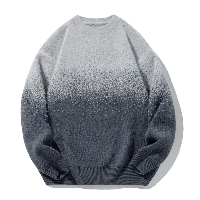 Artificial Mink Plush Gradient Design Sweater Thermal Head Cover Knitwear