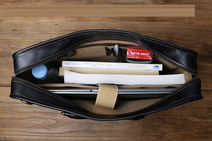 Vintage Crazy Horse Leather Handmade Men’s Handbag | Large Capacity Top Layer Cowhide Bag