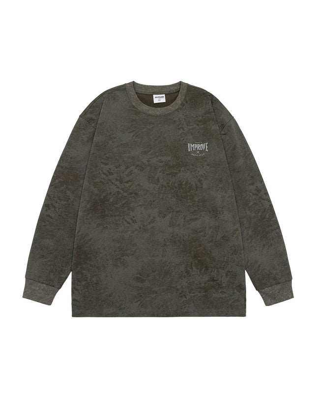 Heavy Long-sleeved T-shirt Retro Loose Tie-dye Printed Bottoming Shirt