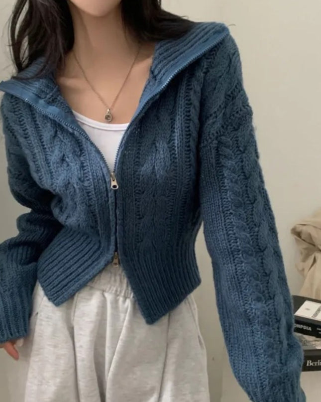 Early Sweater Coat Slim Fit Slimming V-neck Long Sleeve Top