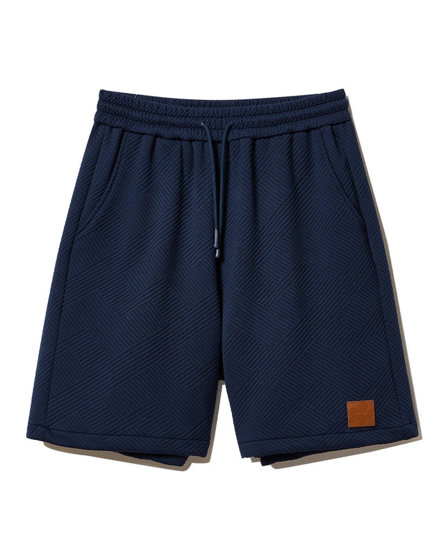 Men's Diagonal Texture Casual Short Sleeved Shorts Set