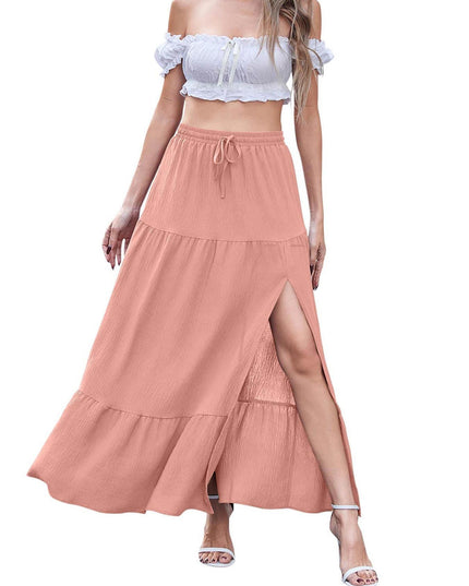 Women's Bohemian Solid Color Side Slit Skirt