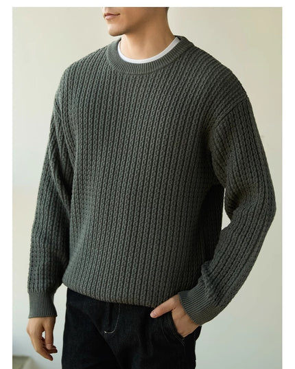 High-end Long Sleeve Loose Round Neck Men's Knitwear