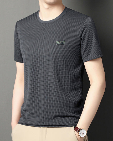 Ice Silk Men's Jacquard Half Sleeve Bottoming Shirt