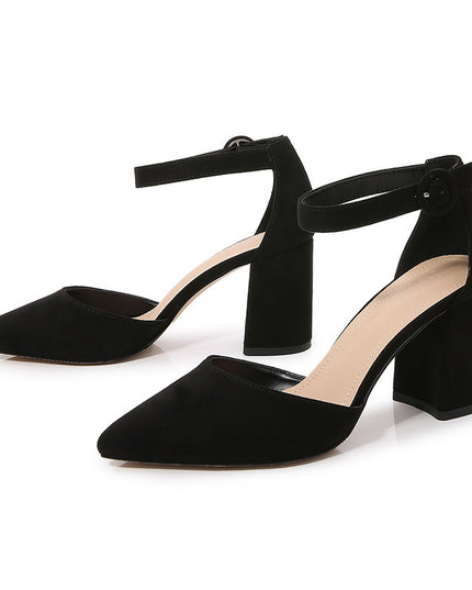 Pointed Toe Chunky Heel High Heel Shoes With Strap