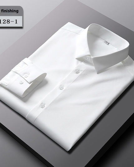 Elastic Silk Men's Long-sleeved Non-ironing Solid Color Breathable Shirt