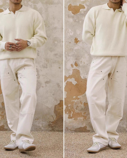 Thickened Sweater Men's All Cotton Loose Casual Sweater American Retro