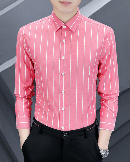Summer Men's Casual Long-sleeved Striped Shirt