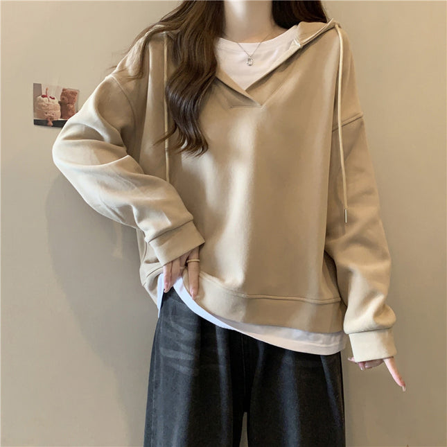 Loose Slimming Patchwork Fake Two-piece Top