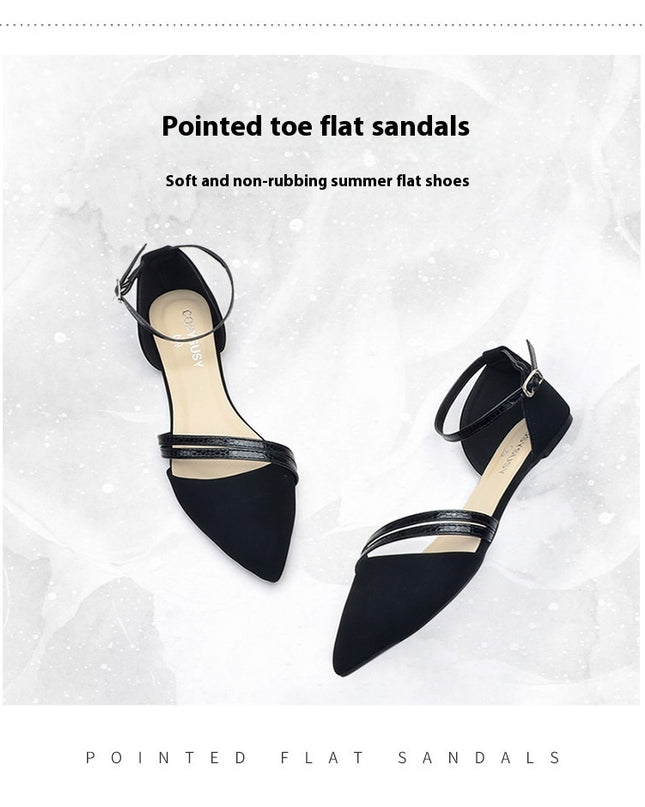 Female Pointed Hollow Back With Flat Sole Sandals