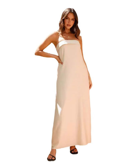 Women's Chest-wrapped Satin Maxi Dress