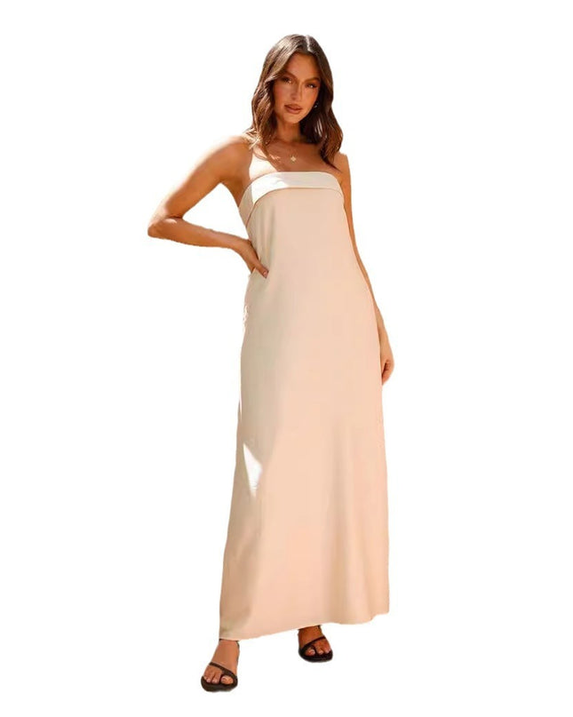 Women's Chest-wrapped Satin Maxi Dress