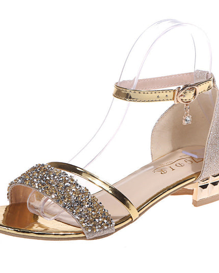 Women's Solid Color Rhinestone Ornament Sandals